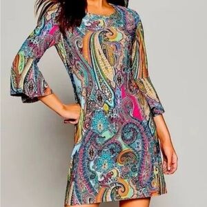 Tommy Hilfiger Colorful Paisley Long Sleeve Dress
